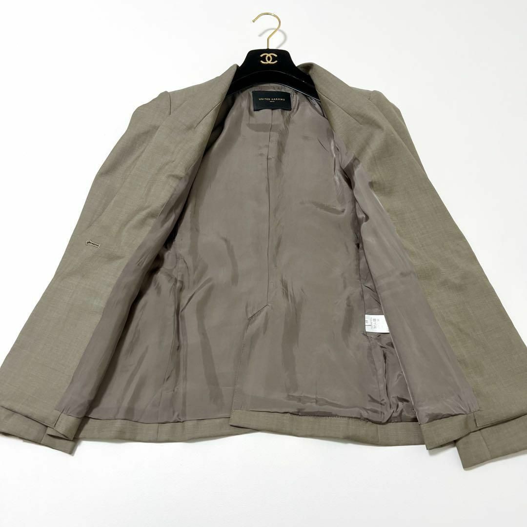 UNITED ARROWS セットアップ スカートスーツ ノーカラー ウール