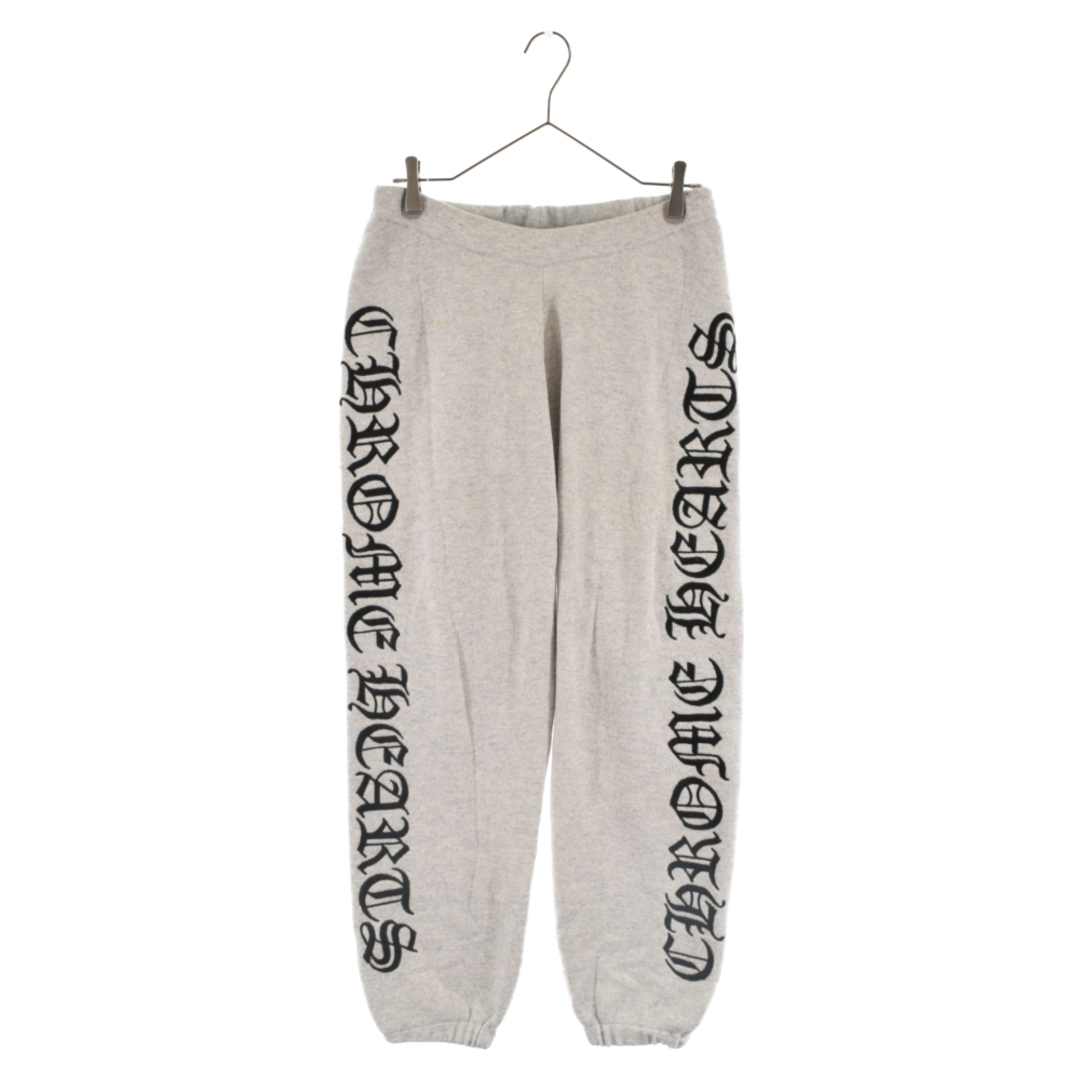 34センチワタリCHROME HEARTS クロムハーツ Y NOT ARM LOGO EMBROIDERY CASHMERE SWEATPANT ワイノット ロゴ刺繍カシミヤスウェットパンツ ニットパンツ ロゴ刺繍 グレー