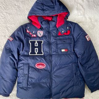 トミーヒルフィガー(TOMMY HILFIGER)の90s トミーヒルフィガー ダウンジャケット リバーシブル　ネイビー　Lサイズ(ダウンジャケット)