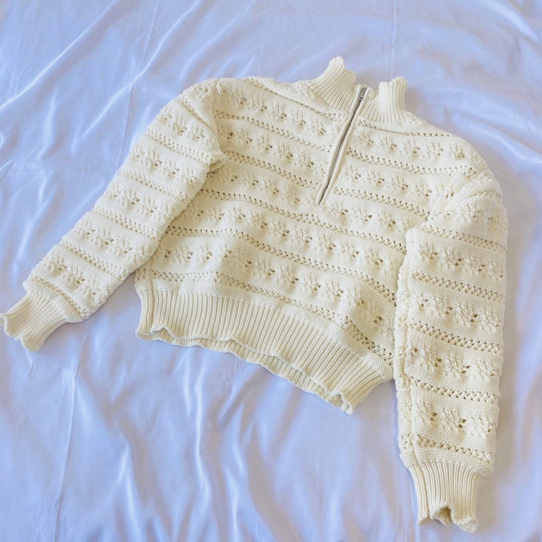 SeaRoomLynn シールームリン スカラップKNIT Zipトップス SeaRoomLynn シールームリン スカラップKNIT Zipトップス