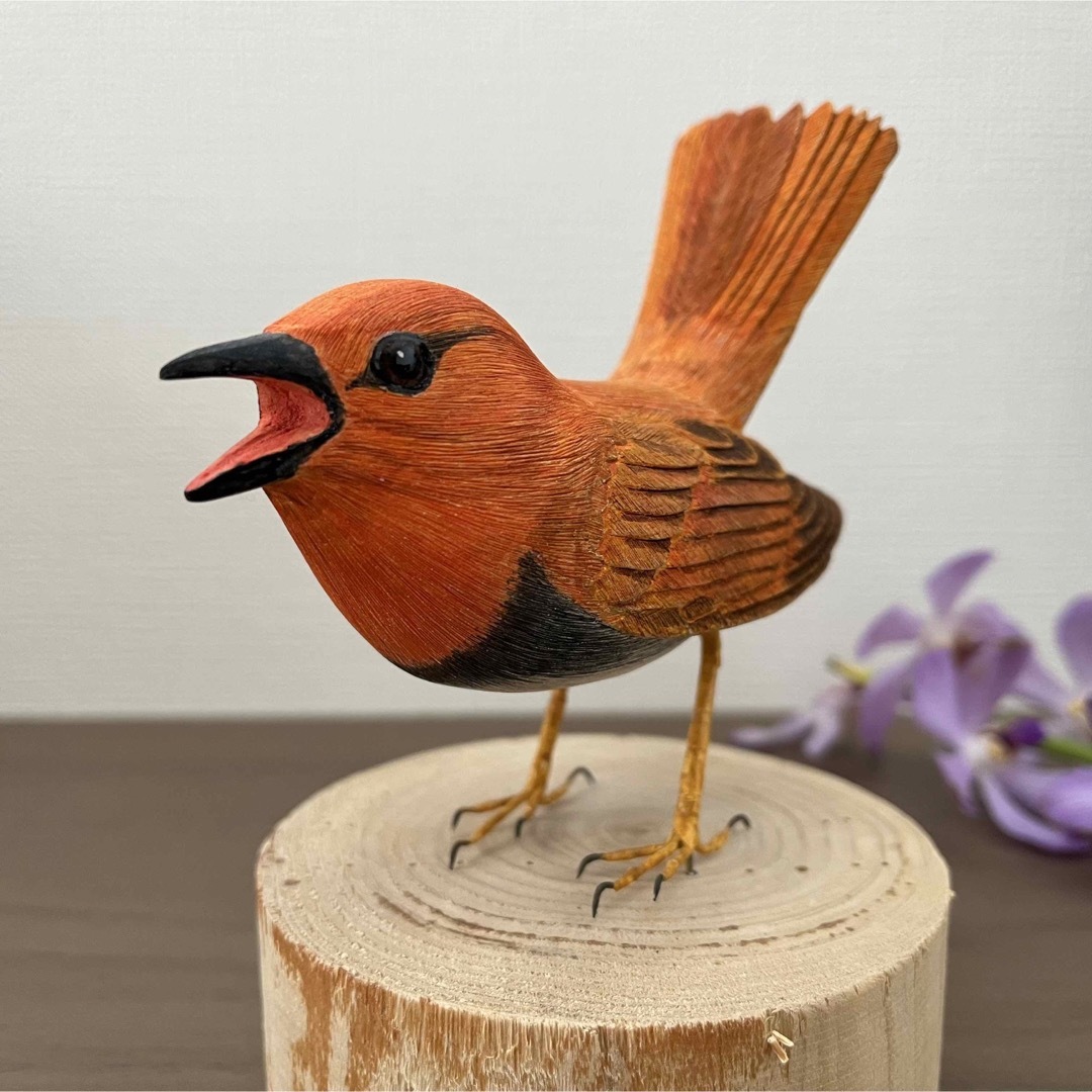 激安買い物サイト 野鳥彫刻 フクロウ 8㎝ 作者ituo