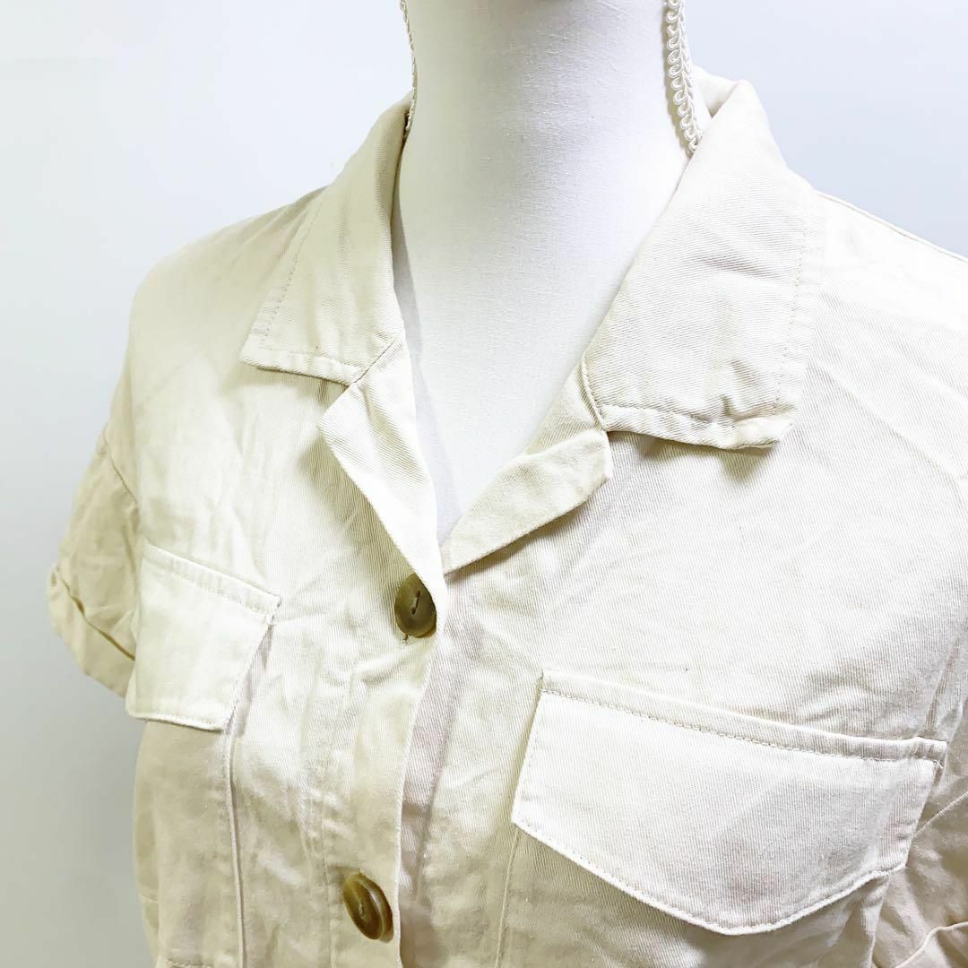 RETRO GIRL(レトロガール)のRETRO GIRLレトロガールドロップショートシャツジャケットホワイト半袖M レディースのトップス(シャツ/ブラウス(半袖/袖なし))の商品写真
