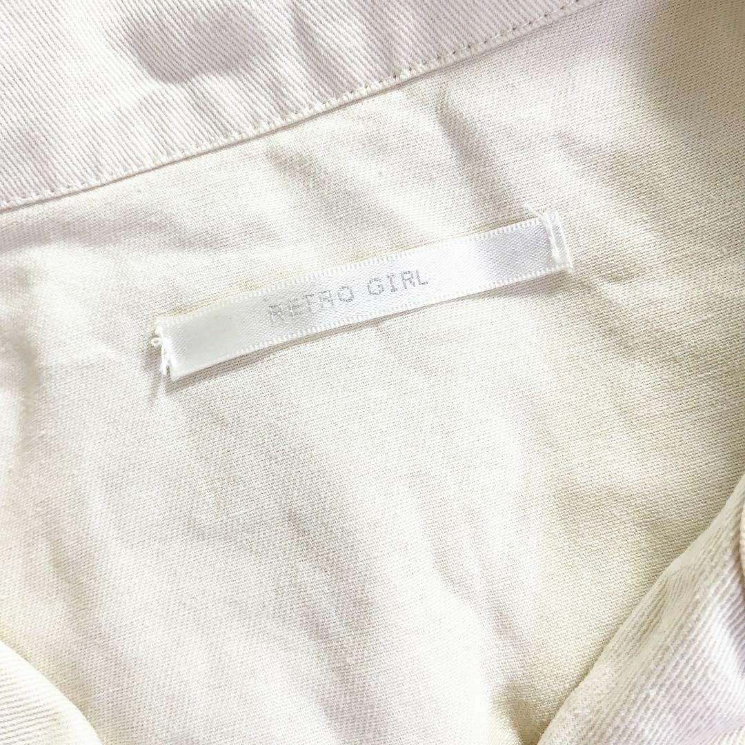 RETRO GIRL(レトロガール)のRETRO GIRLレトロガールドロップショートシャツジャケットホワイト半袖M レディースのトップス(シャツ/ブラウス(半袖/袖なし))の商品写真