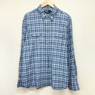 ラルフローレン(Ralph Lauren)のUS古着 ポロ ラルフローレン Polo by Ralph Lauren ウエスタン シャツ チェック柄 ロングスリーブ 長袖 AUTHENTIC WESTERN サイズ：メンズ XL ビッグサイズ ブルーグレー×ネイビー【中古】(シャツ)