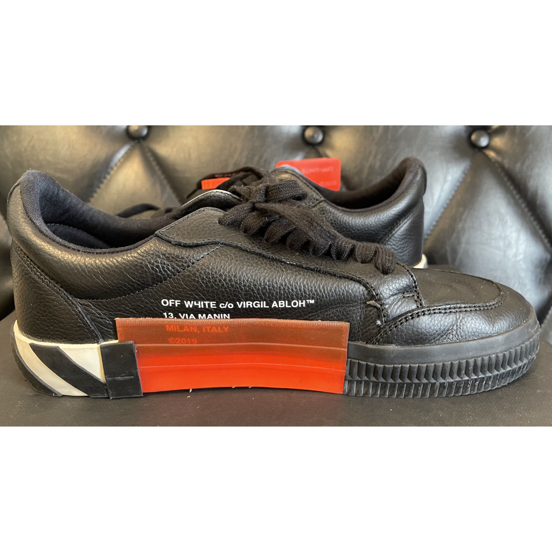 OFF-WHITE レザー ローカットスニーカー41ブラック　バルカナイズド