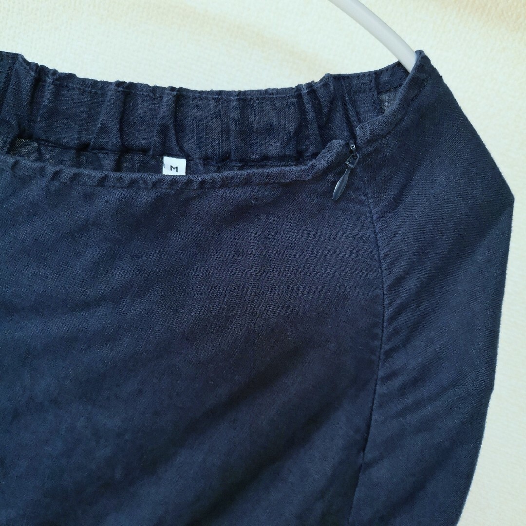 MUJI (無印良品)(ムジルシリョウヒン)の無印良品 麻100% ロングスカート 紺 ネイビー Mサイズ レディースのスカート(ロングスカート)の商品写真