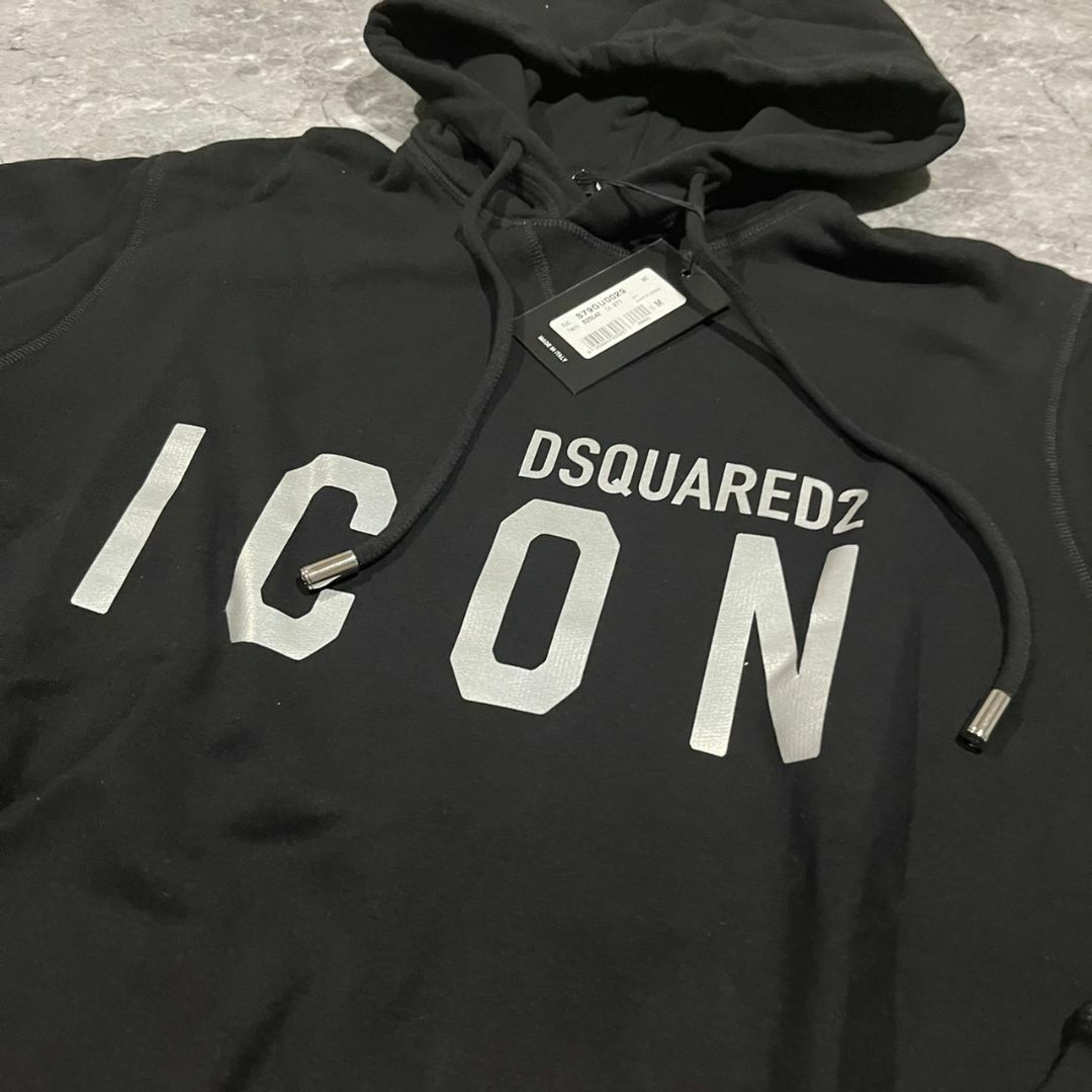 週末限定価格✨DSQUARED2 人気ロゴパーカー　黒グレーＬ