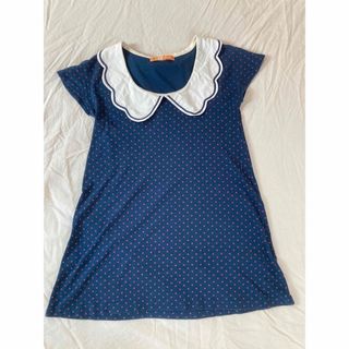 フィント(F i.n.t)のTシャツ　ブラウス　トップス　カットソー　ドット　刺繍　大きな襟(Tシャツ(半袖/袖なし))