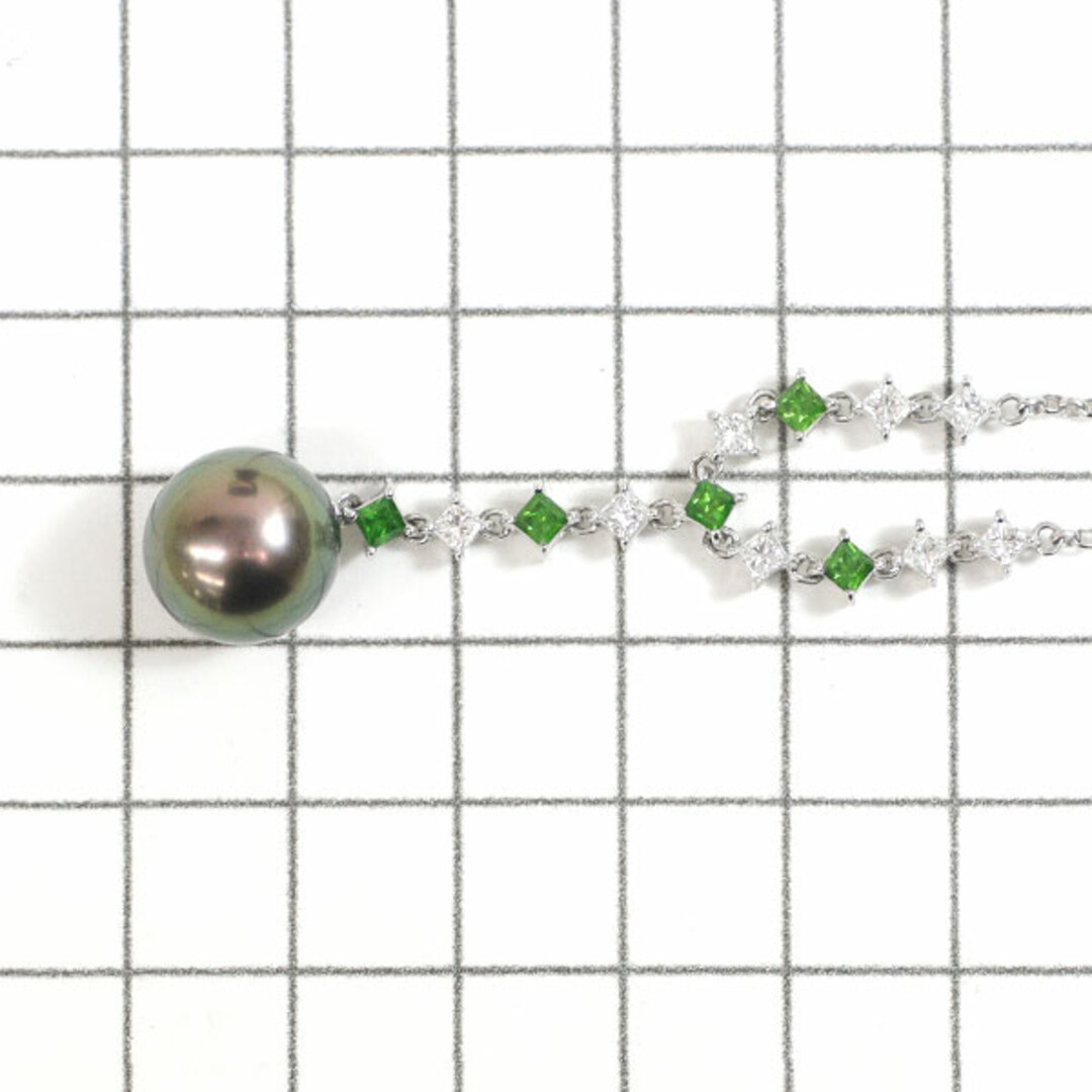 MIKIMOTO(ミキモト)のミキモト K18WG 黒蝶真珠 デマントイドガーネット ダイヤ ネックレス 径約11.5mm G0.55ct D0.60ct 希少 レディースのアクセサリー(ネックレス)の商品写真