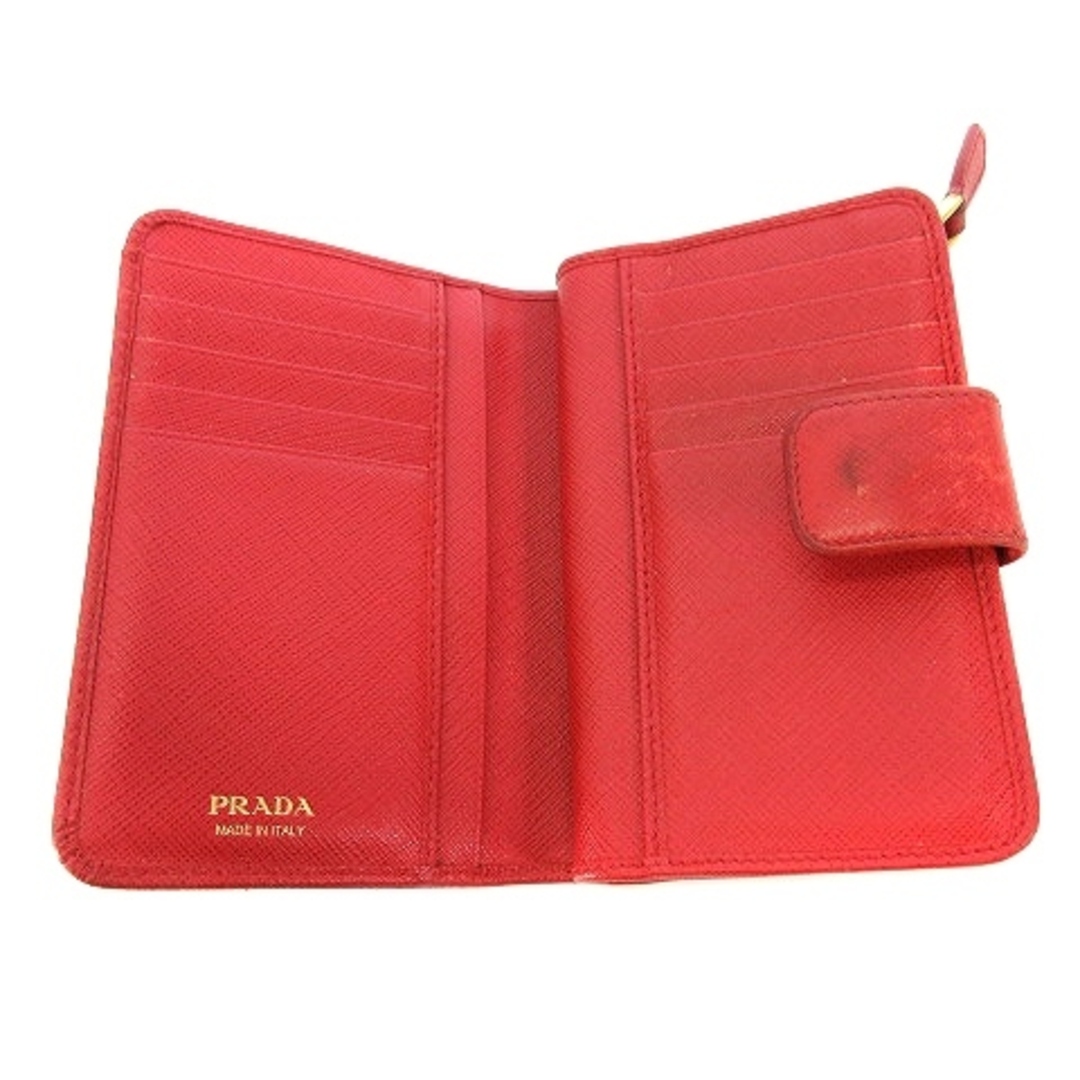 PRADA(プラダ)のプラダ PRADA 二つ折り財布 ロゴ レザー 赤 レッド ウォレット レディースのファッション小物(財布)の商品写真