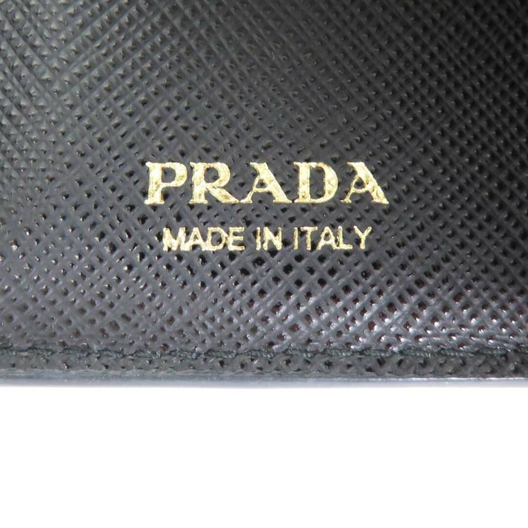 PRADA - プラダ PRADA 三つ折り財布 レザー ブラック ゴールド ユニ
