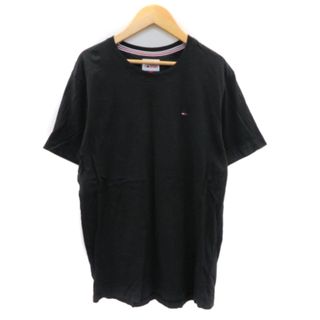 トミー(TOMMY)のトミー ジーンズ Tシャツ カットソー 半袖 ラウンドネック ロゴ刺繍 M 黒(Tシャツ/カットソー(半袖/袖なし))