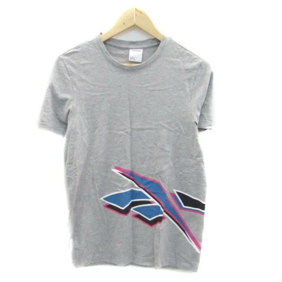 Reebok(リーボック)のリーボック Tシャツ カットソー クルーネック 半袖 プリント M グレー 青 メンズのトップス(Tシャツ/カットソー(半袖/袖なし))の商品写真
