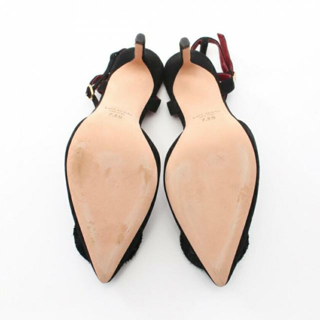 kate spade new york(ケイトスペードニューヨーク)のアムール ポム ポインテッドトゥ パンプス キッドスエード ブラック ポンポン レディースの靴/シューズ(ハイヒール/パンプス)の商品写真