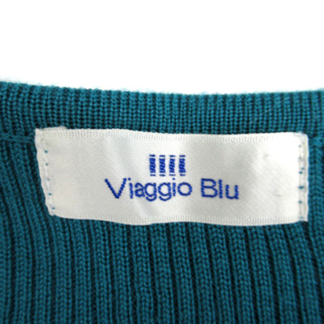 VIAGGIO BLU(ビアッジョブルー)のビアッジョブルー ニットカーディガン ミドル丈 リブ ウール 2 ブルーグリーン レディースのトップス(カーディガン)の商品写真
