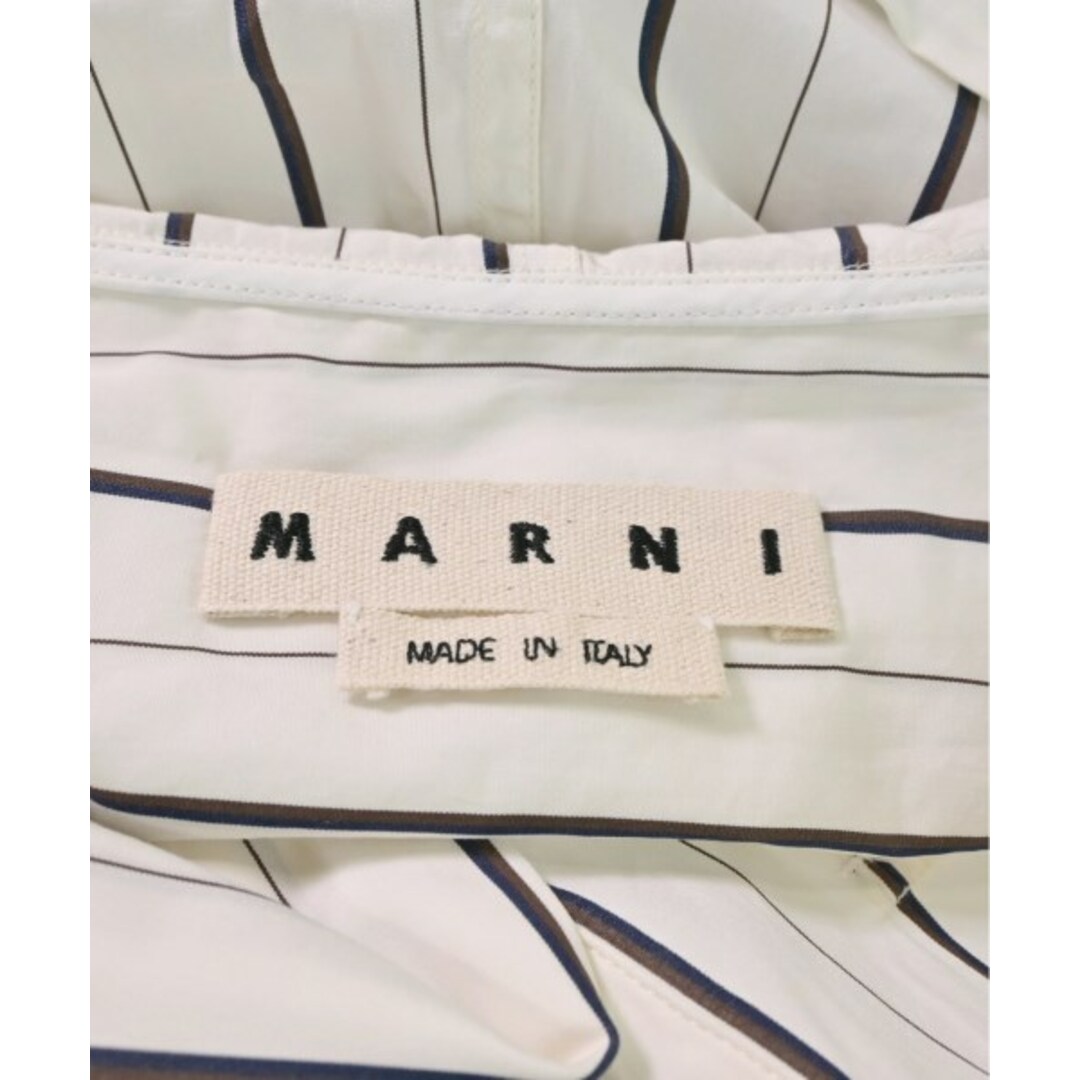 MARNI マルニ カジュアルシャツ 50(XL位) 白x茶x紺(ストライプ)