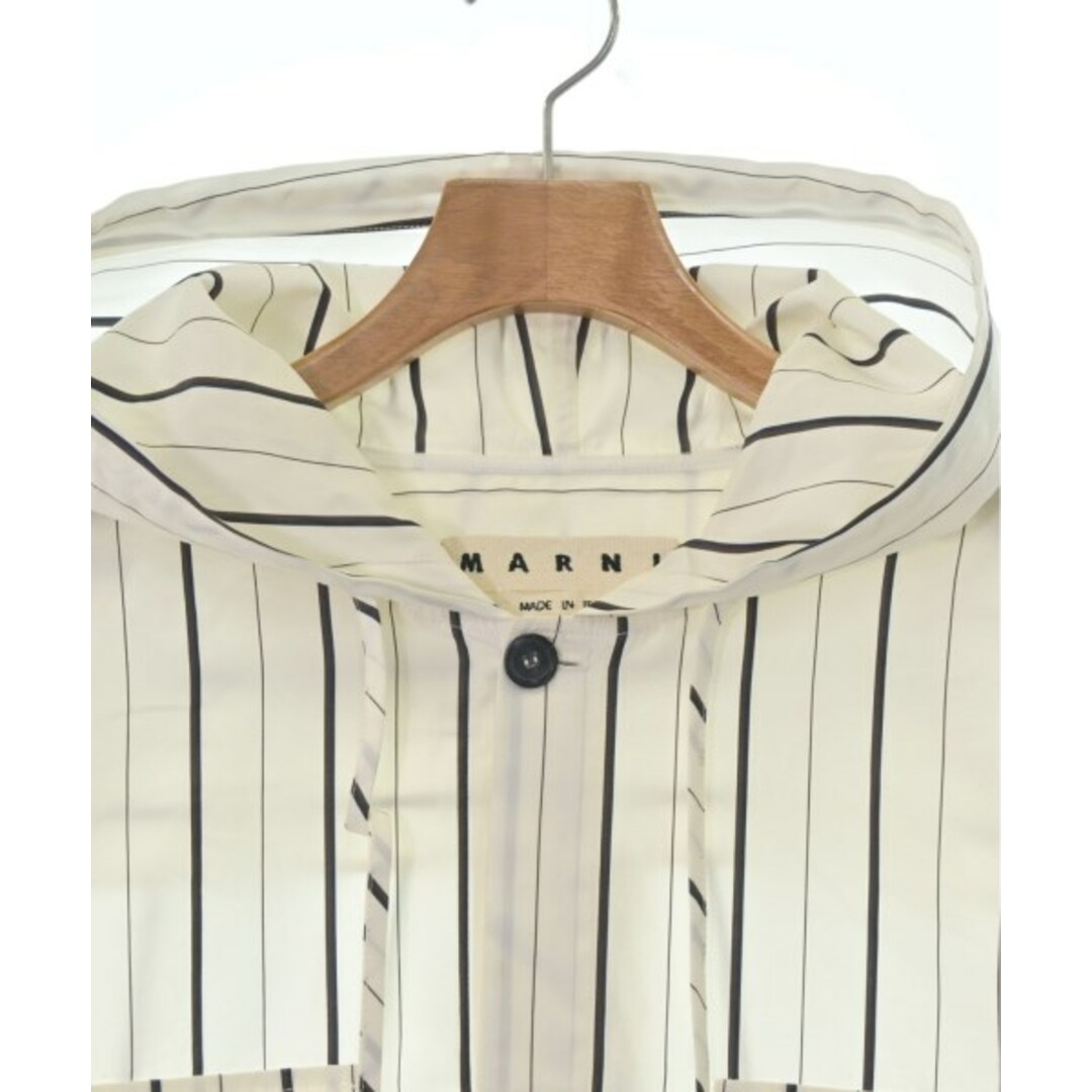 MARNI マルニ カジュアルシャツ 50(XL位) 白x茶x紺(ストライプ)