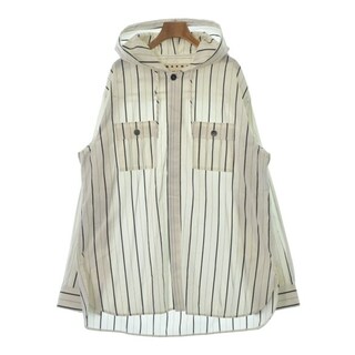 MARNI マルニ カジュアルシャツ 50(XL位) 白x茶x紺(ストライプ) www ...