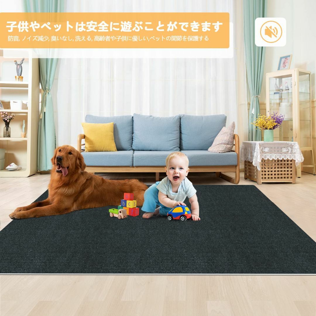 【色: ブラック】HUIJIE デスクチェアマット大判サイズ160×140cm