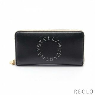 ステラマッカートニー(Stella McCartney)のZIP WALLET BICOLOR ラウンドファスナー長財布 フェイクレザー ブラック(財布)