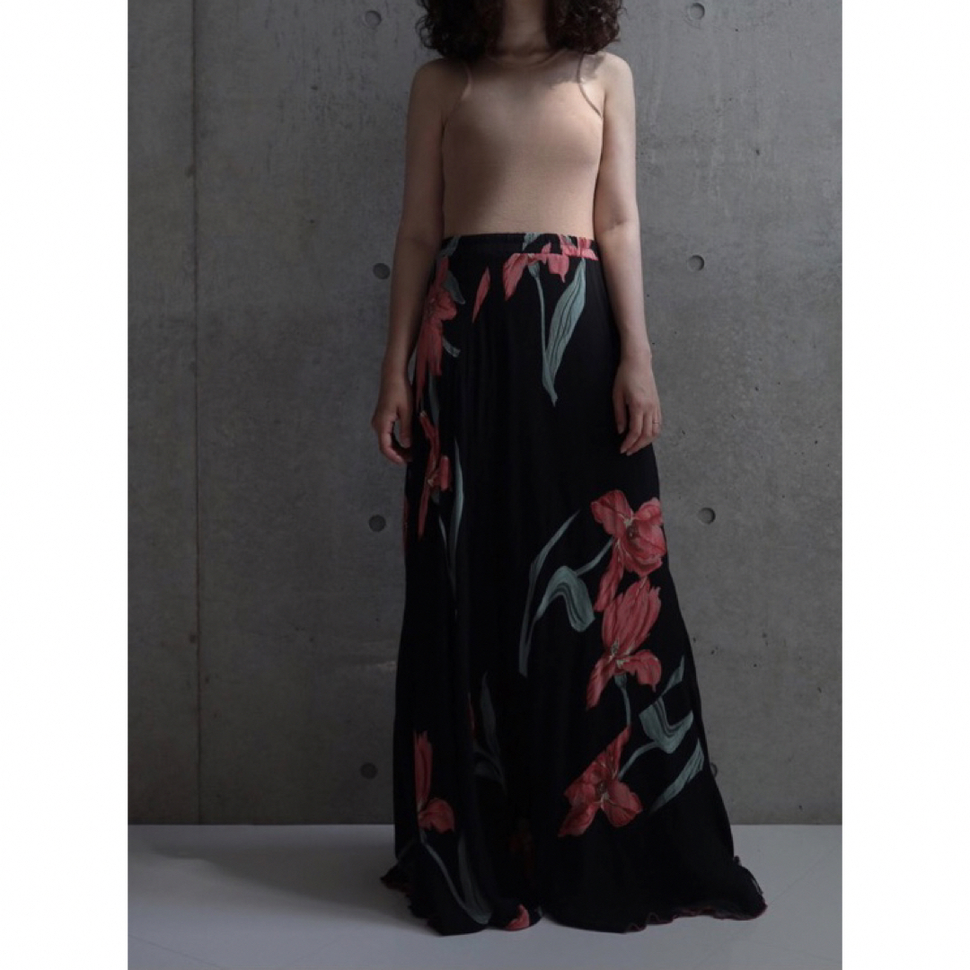 ヴィンテージ　メキシコ　チューリップ　レーヨン　スカート　古着　花柄　レトロ レディースのスカート(ロングスカート)の商品写真