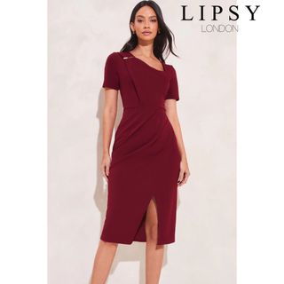 リプシー(Lipsy)のLipsy♡ラップスタイルスリットボディコンワンピース レッド(ひざ丈ワンピース)