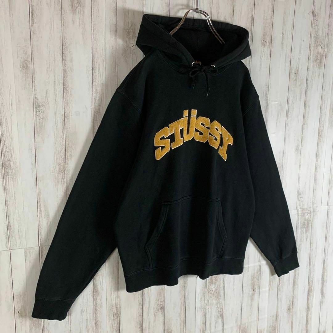 STUSSY - 【超人気モデル】ステューシー センター刺繍ロゴ ブラック 即