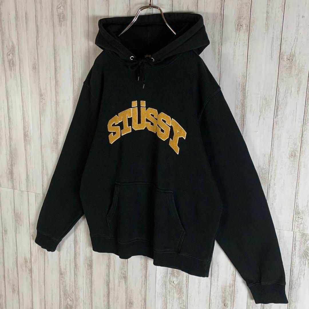 STUSSY - 【超人気モデル】ステューシー センター刺繍ロゴ ブラック 即