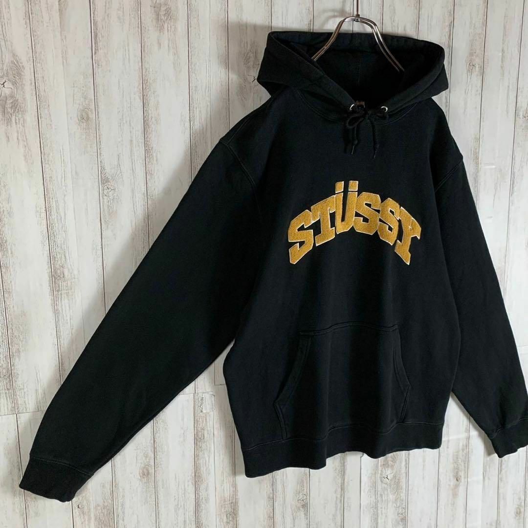 90s stussy gold logo hoodie