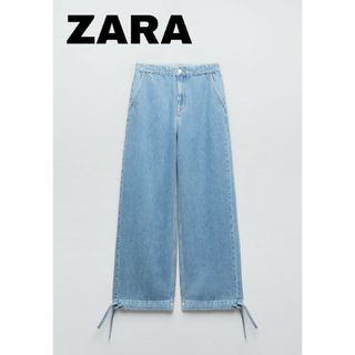 ザラ(ZARA)のZARA　ドローストリング デニムパンツ　Sサイズ　ブルー(デニム/ジーンズ)