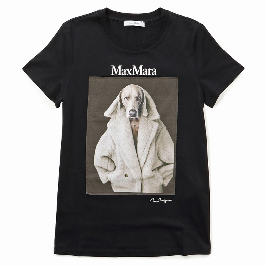 マックスマーラ MAX MARA Tシャツ VALIDO ウェグマンプリント 半袖シャツ クルーネック ショートスリーブ 2023年秋冬新作 2319460339 0006 NERO