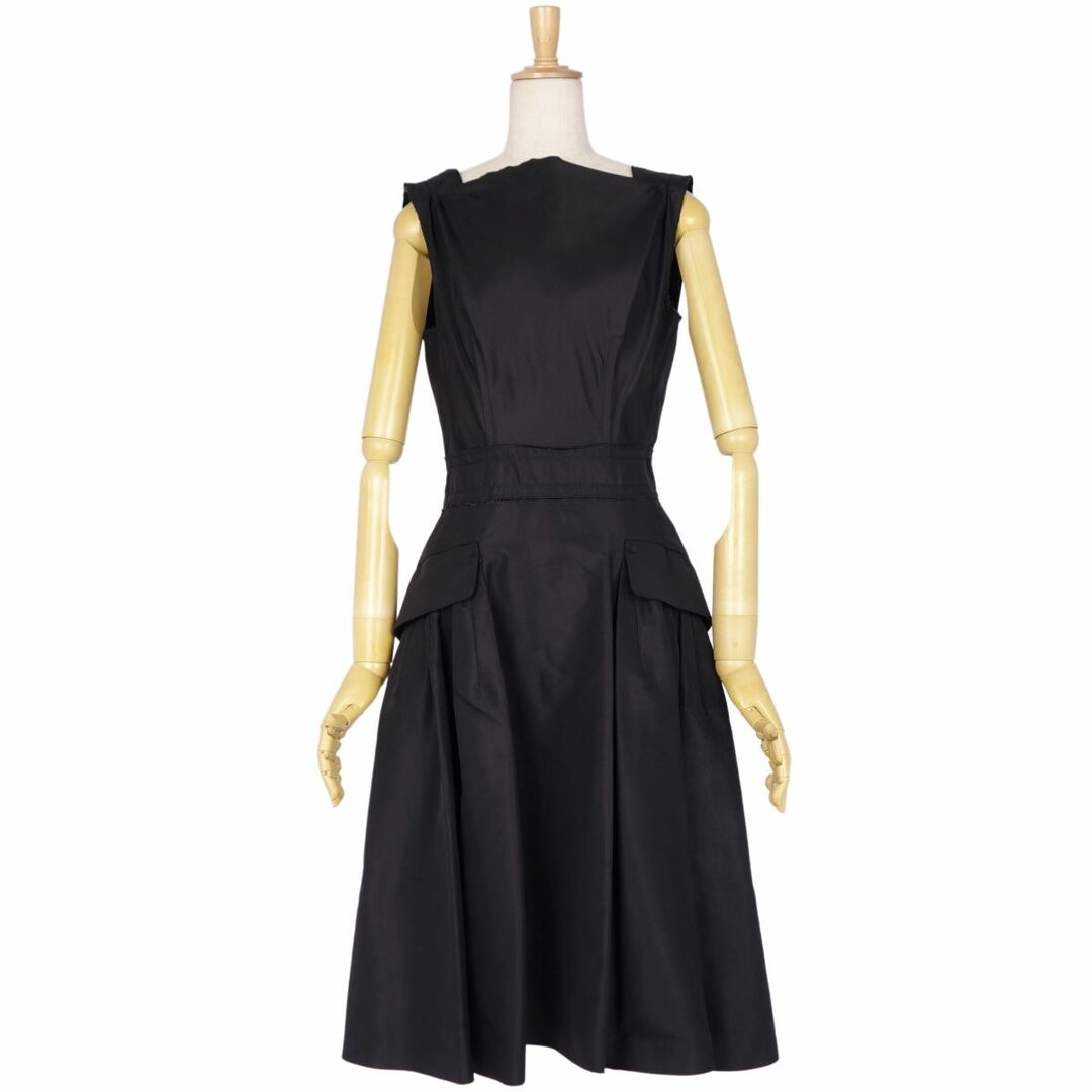 プラダ PRADA ワンピース ドレス ノースリーブ ジップアップ フレア 無地 トップス レディース 40(M相当) ブラック