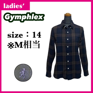 ジムフレックス(GYMPHLEX)のジムフレックス 長袖 シャツ サイズ14 M相当 チェック柄 ワンポイントロゴ(シャツ/ブラウス(長袖/七分))