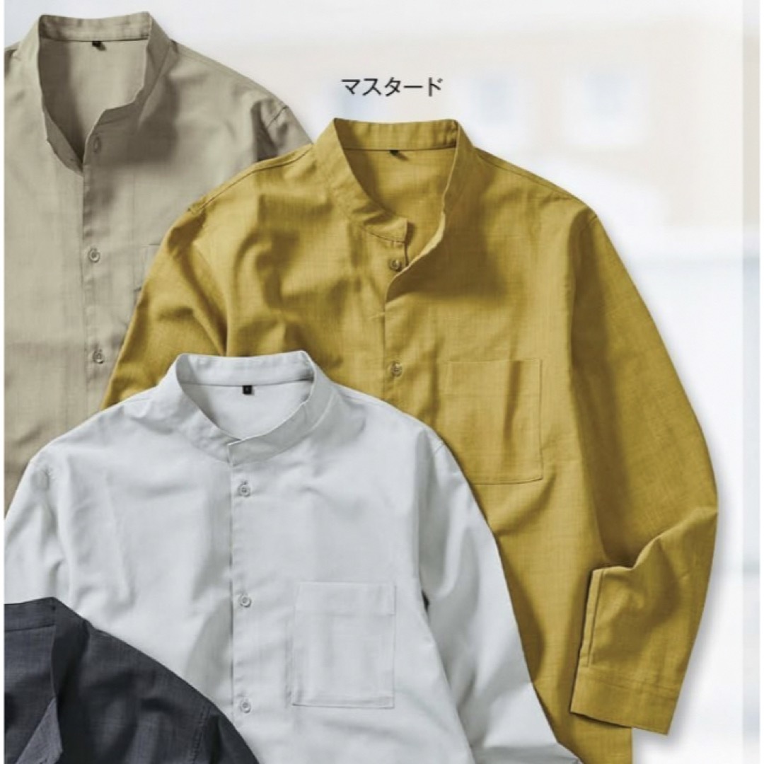 WORKMAN(ワークマン)のワークマン　シャリテック強撚糸バンドカラーシャツ　マスタード　Lサイズ メンズのトップス(シャツ)の商品写真