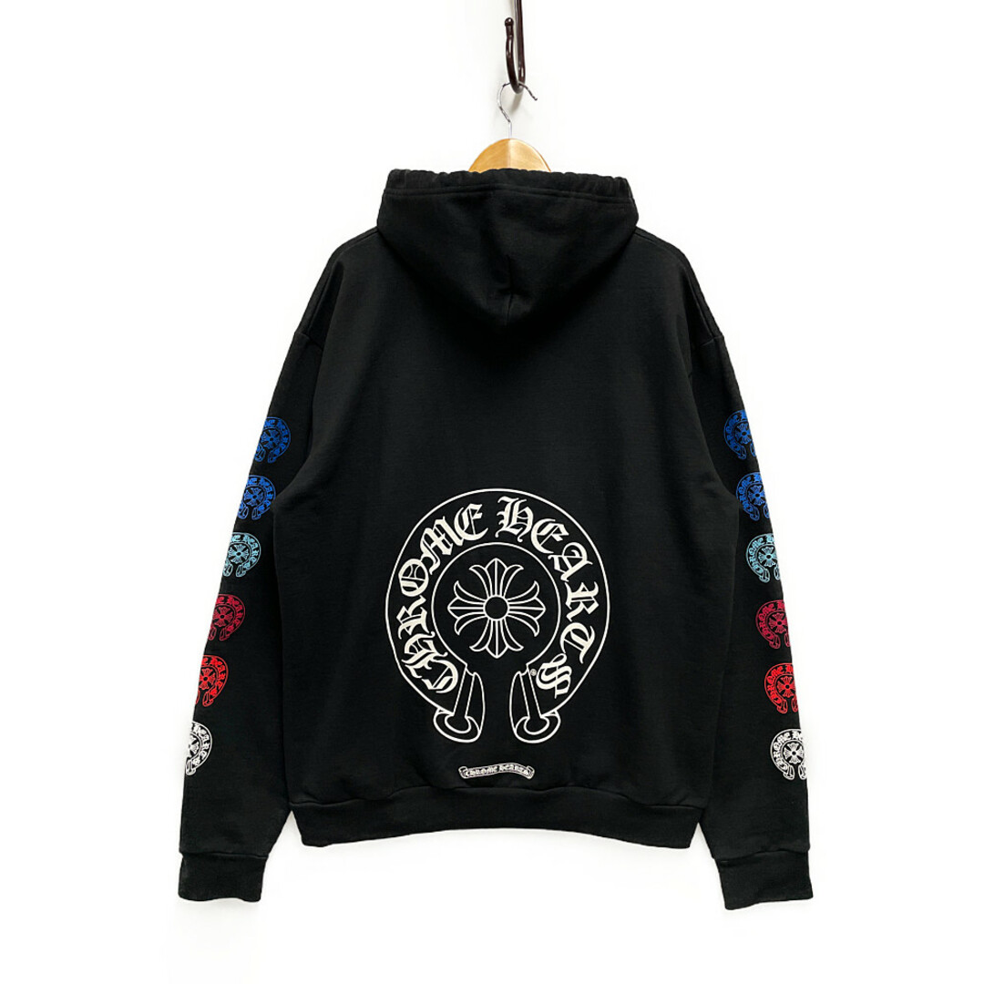 CHROME HEARTS クロムハーツ 袖マルチカラー ホースシュー スウェット パーカー ブラック サイズL 正規品 / 31769約595cm着丈