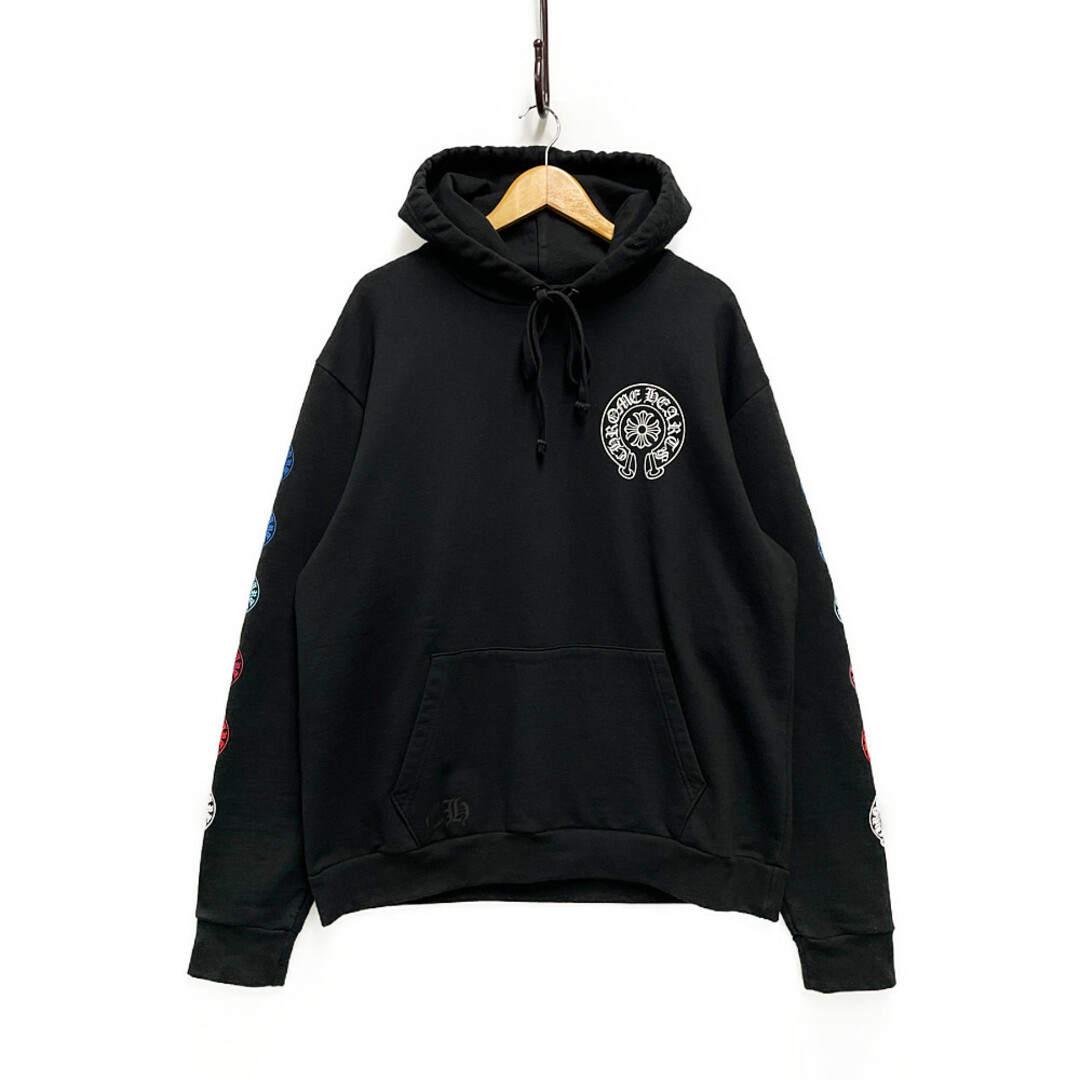 CHROME HEARTS クロムハーツ 袖マルチカラー ホースシュー スウェット パーカー ブラック サイズL 正規品 / 31769