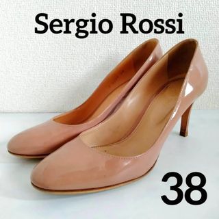 セルジオロッシ(Sergio Rossi)のセルジオロッシ パテントレザー ラウンドトゥ　パンプス 38  24cm(ハイヒール/パンプス)