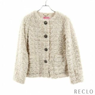 ケイトスペードニューヨーク(kate spade new york)のfaux fur jewel button jacket ファー ジャケット ビジュー フェイクファー オフホワイト(その他)