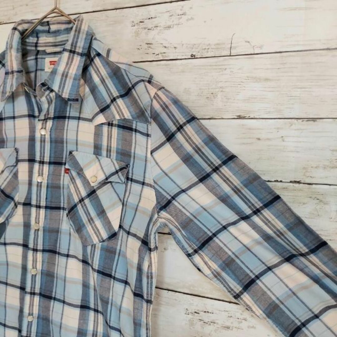 w99 US古着 Levi's リーバイス 長袖シャツ 両胸ポケット チェック柄