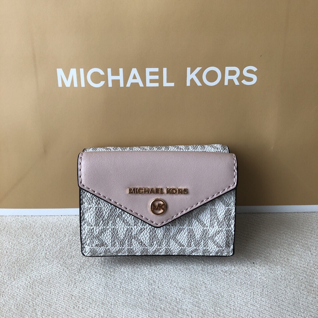 新品 マイケルコース MICHEAL KORS 三つ折り財布 シグネチャーブルー