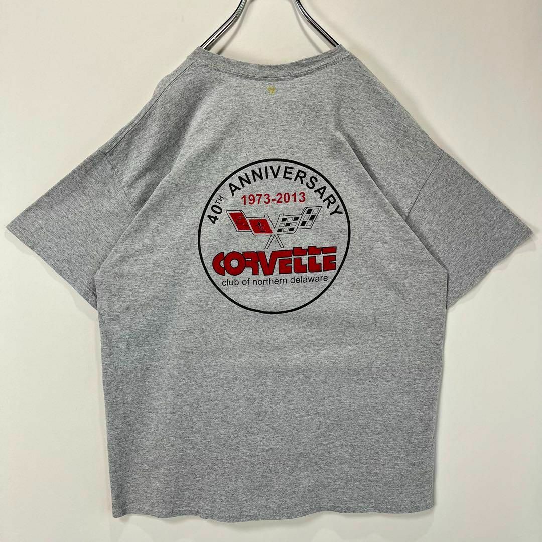 シボレー　コルベット　ビッグプリント　Tシャツ XLサイズ　古着　グレー　車 メンズのトップス(Tシャツ/カットソー(半袖/袖なし))の商品写真