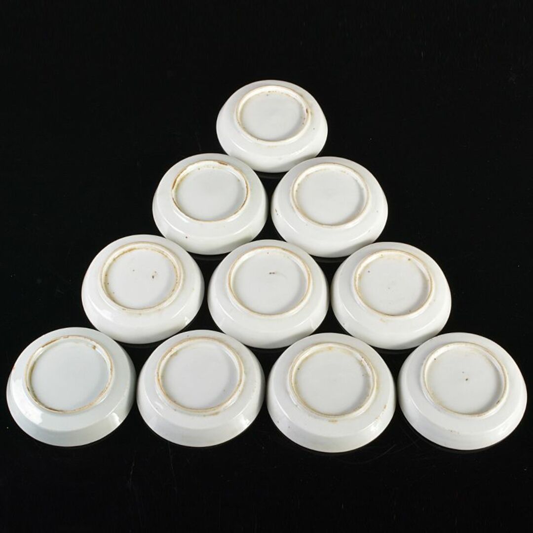 伊万里焼 古伊万里 赤絵金彩 鳥蒲公英文 小皿 十客 時代箱付 C