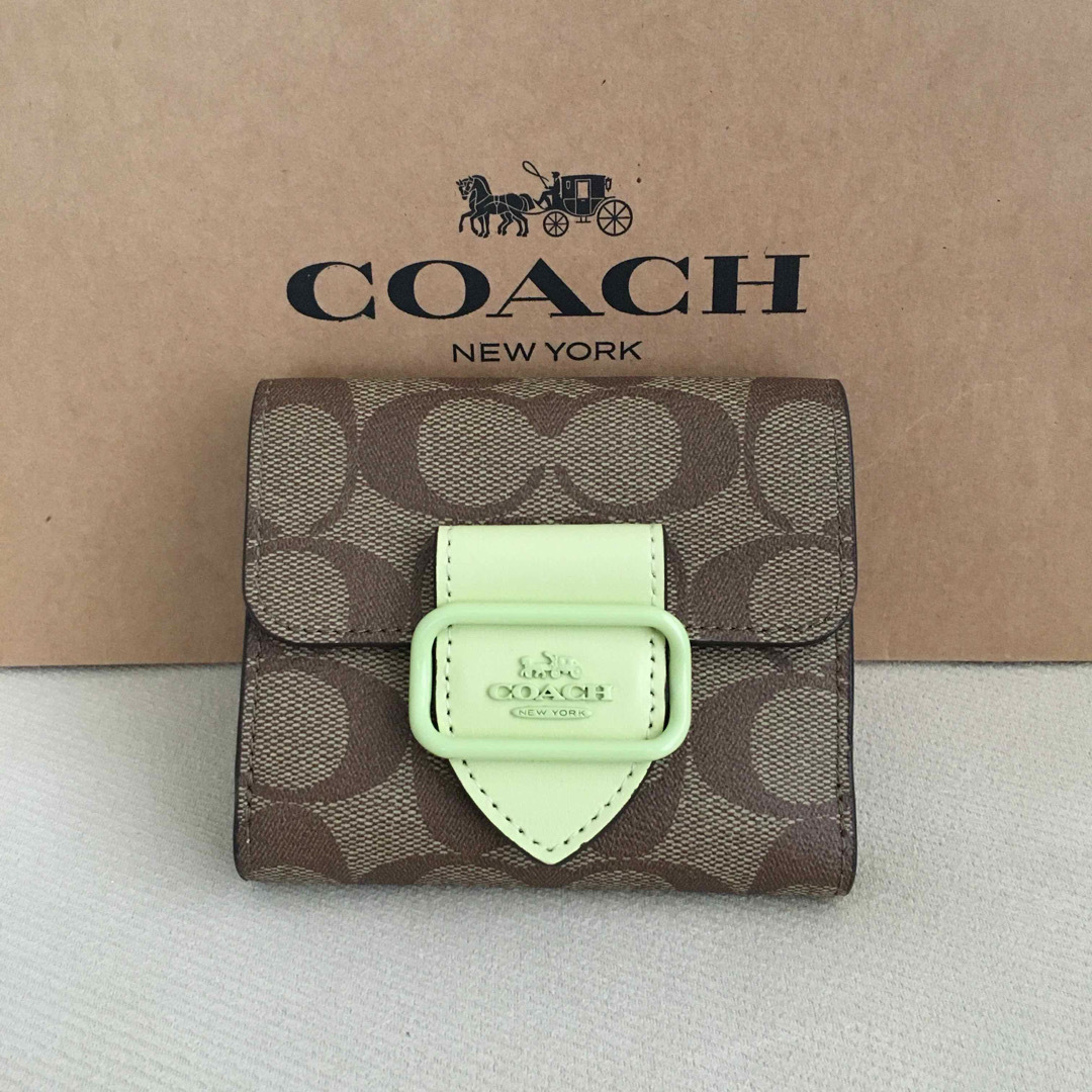 新品 COACH コーチ 定価49,500円 二つ折り財布 シグネチャー レザー ...