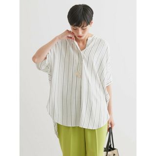 アメリカンホリック(AMERICAN HOLIC)のAMERICAN HOLIC  接触冷感スキッパーリネンブレンドシャツチュニック(シャツ/ブラウス(半袖/袖なし))