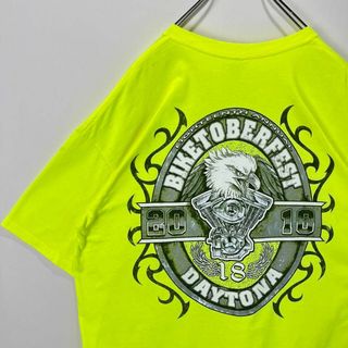 デイトナ・ビーチ　バイクフェス　Tシャツ ワンポイントロゴ　XLサイズ　イエロー(Tシャツ/カットソー(半袖/袖なし))