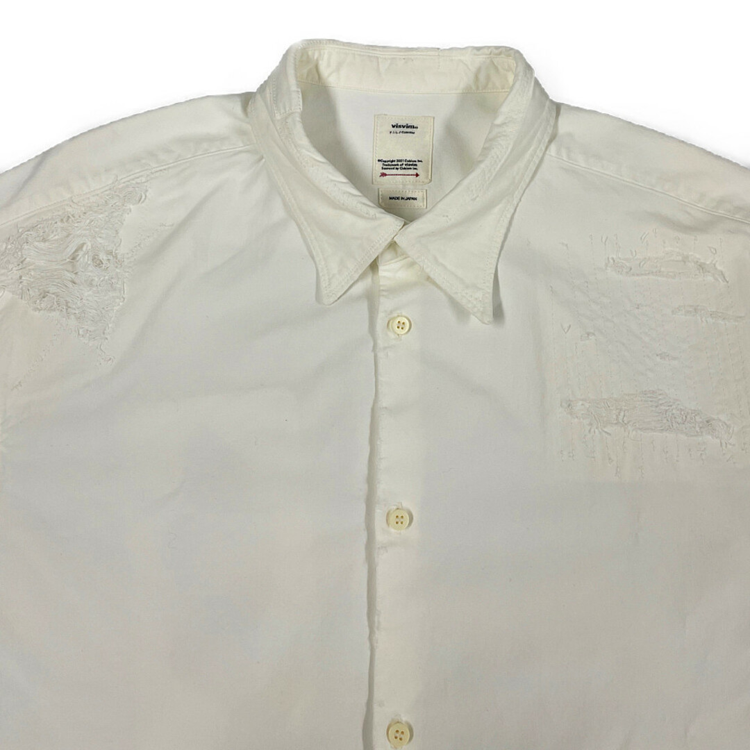 VISVIM ビズビム 品番 0121105011004 TRAVAIL SHIRT L/S CRASH ダメージ加工 シャツ 長袖 ホワイト  サイズ2 正規品 / 31741