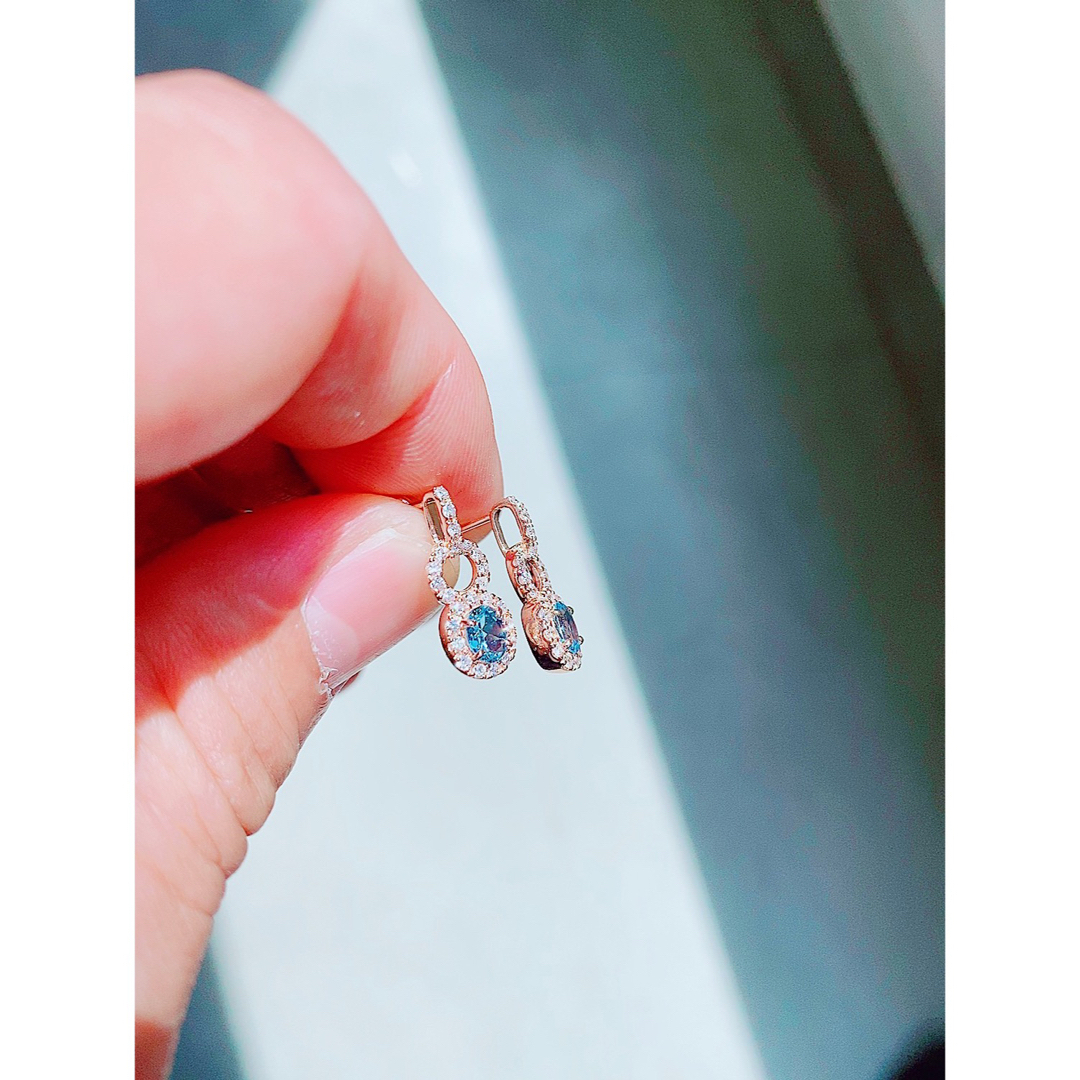 ★0.52ct★✨アクアマリン0.4ctダイヤK18PGピアスイヤリング