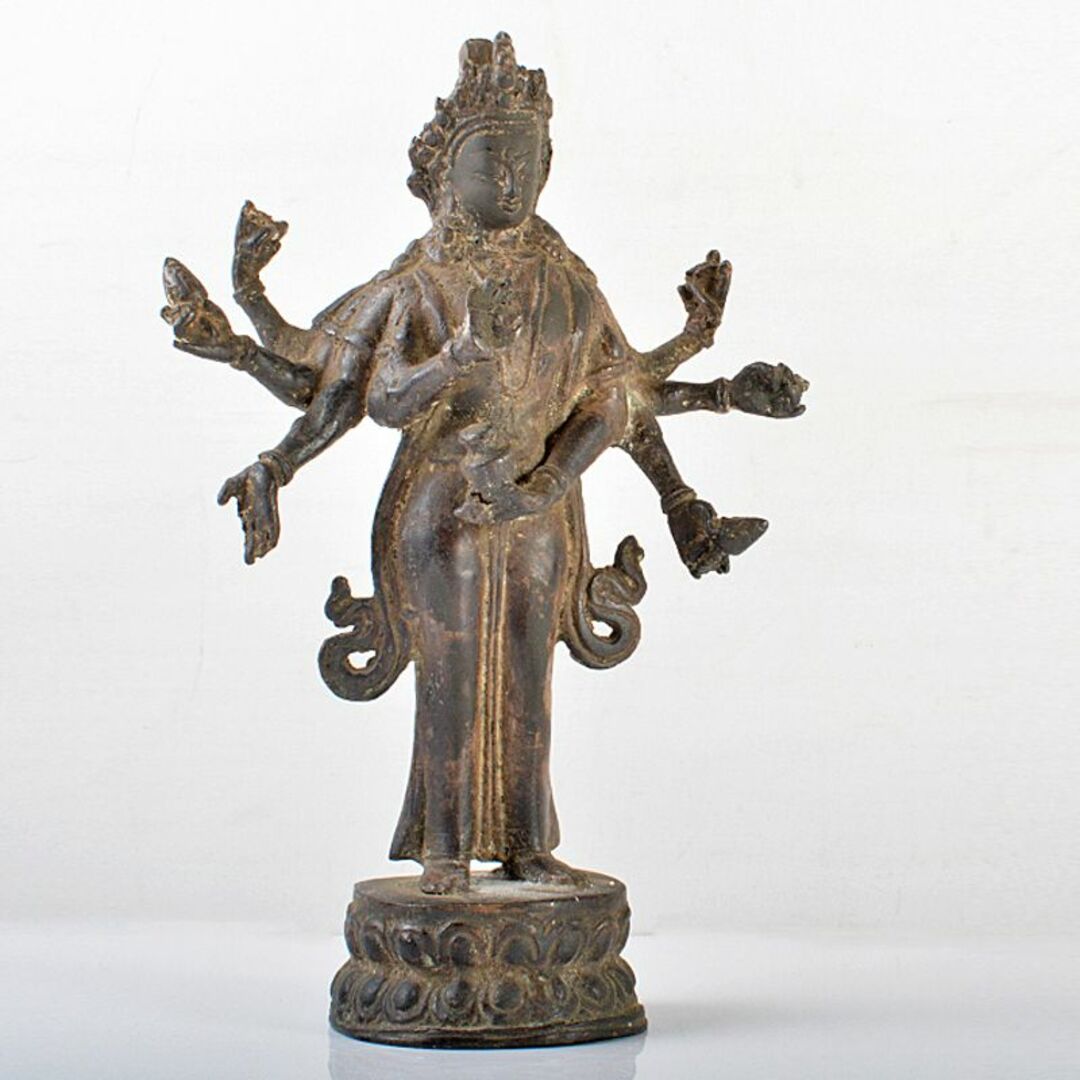 仏教美術 古銅 八手観音像 仏像 置物 R6190 仏教美術 古銅 八手観音像 仏像 置物 R6190