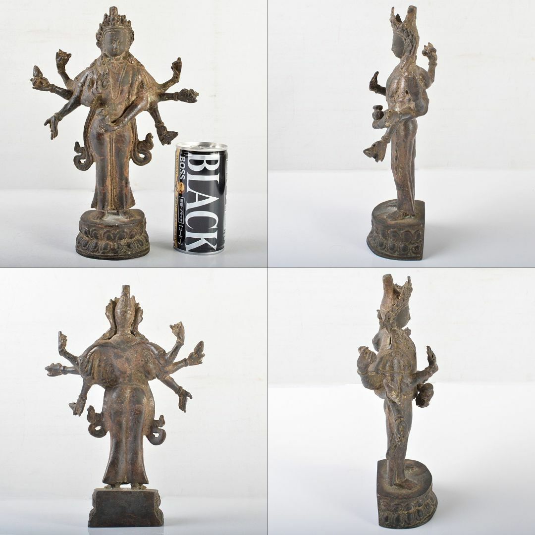 仏教美術　古銅　八手観音像　仏像　置物　R6190
