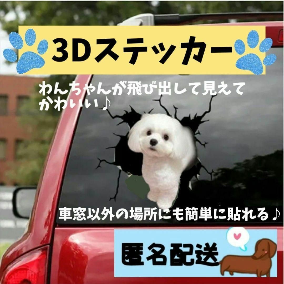 カーステッカー マルチーズ 犬 3D 車 カー用品 シール カーアクセサリー